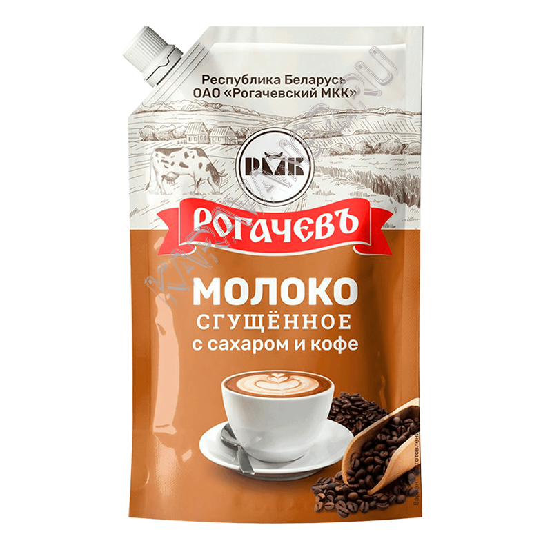 Молоко сгущенное с сахаром и натуральным кофе Рогачев  7% д\п 270г