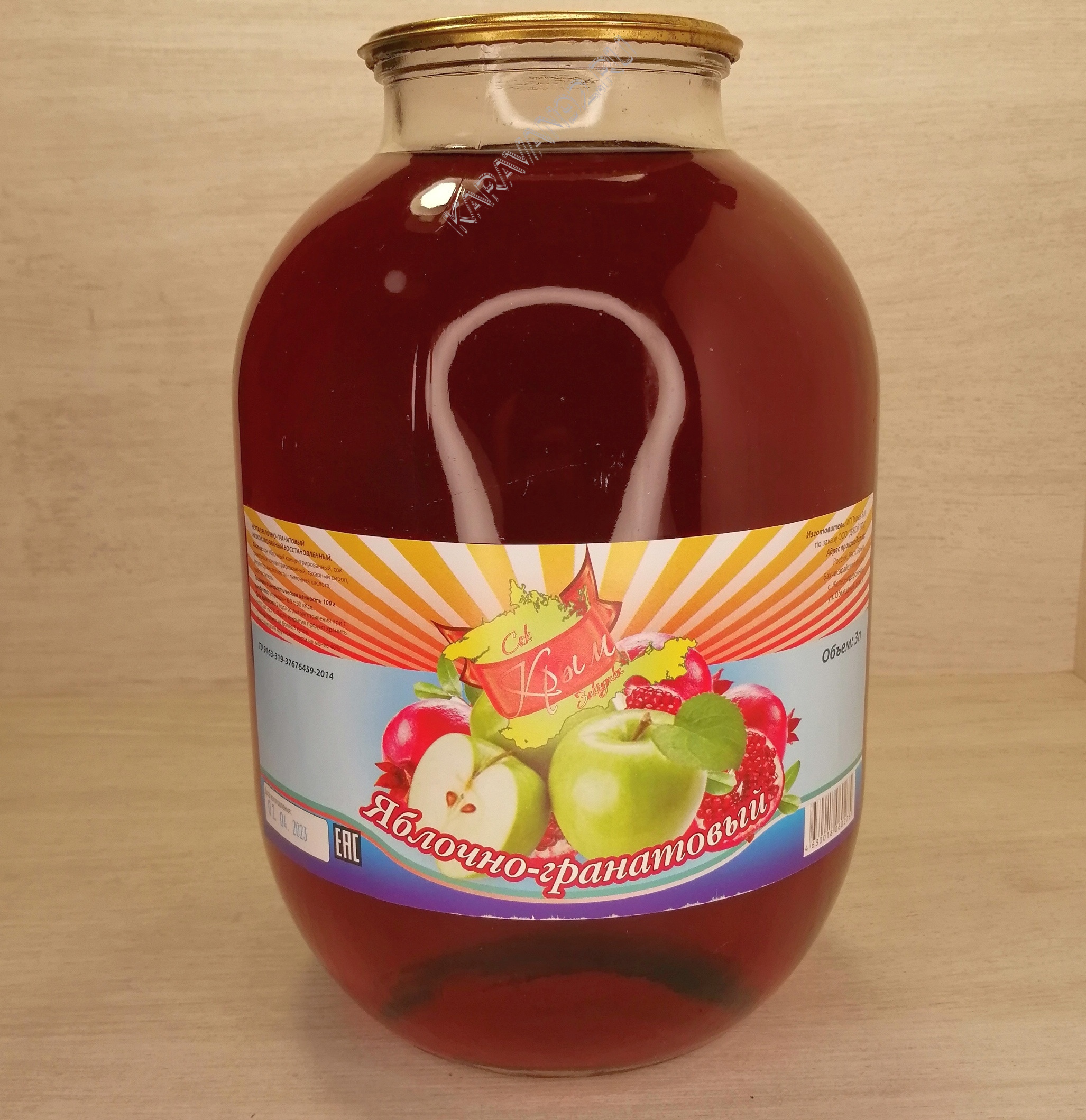 Напиток сокосодержащий «Сок Крым» яблочно-гранатовый 3л.
