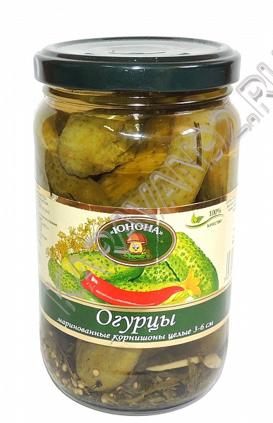 Огурцы корнишоны маринованные "Юнона" (3-6см) 370г