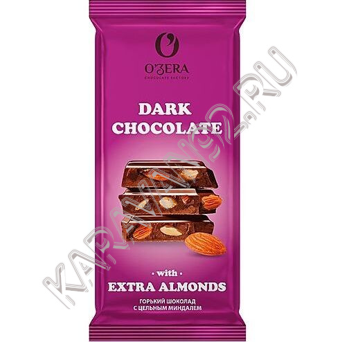 Шоколад O'ZERO горький миндалем Dark & Extra Almond, 90 гр