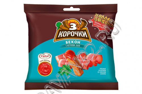 Сухарики ржаные 3 корочки "Бекон" с кетчупом, 60 г