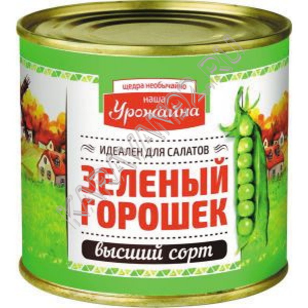 Горошек зеленый в/с Урожайна ж/б 400гр 