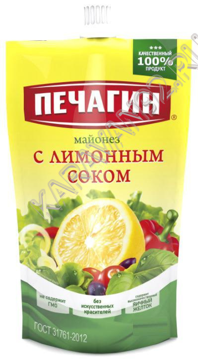 Майонез Печагин с лимонным соком 50% 750мл д/п 