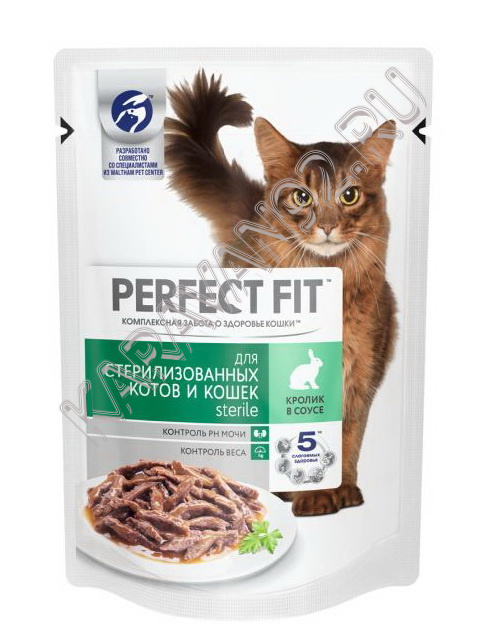 Корм Perfect Fit  для стерилизованных кошек, кролик в соусе 75 гр