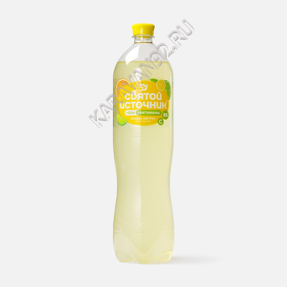 Напиток безалкогольный Святой Источник Вода + Сок со вкусом цитрусовых газированный 1,5 л