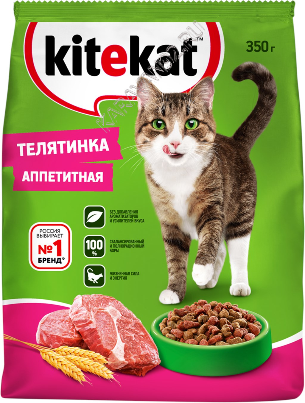 Корм для котов Kitekat 350 г. телятина аппетитная