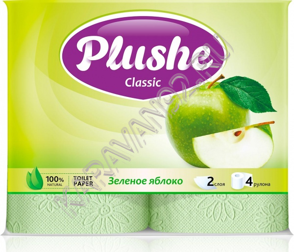 Туалетная бумага Plushe яблоко 2 слоя 4шт