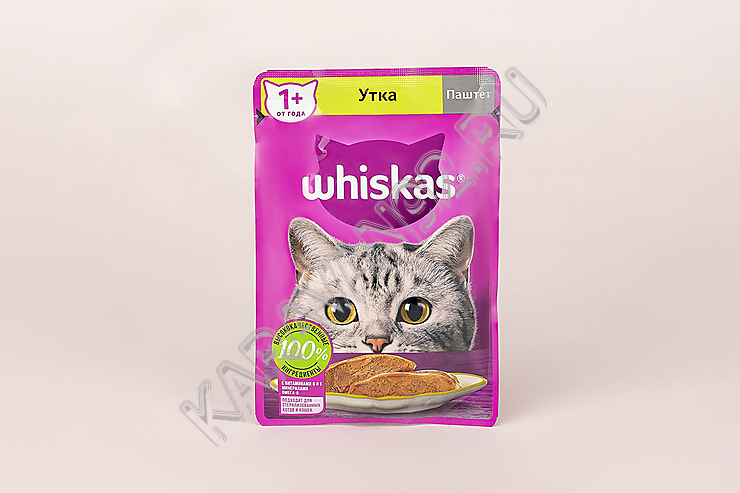Корм Whiskas 75гр паштет утка
