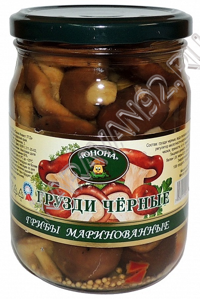 Грузди черные маринованные "Юнона" 460г