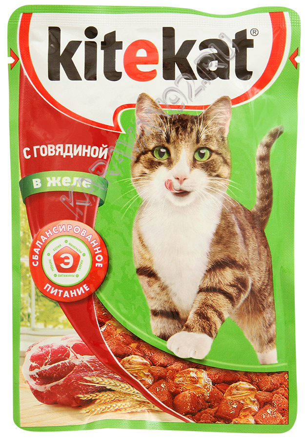 Корм для котов Kitekat Говядина в желе 85г